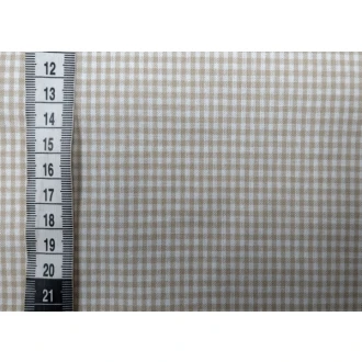 Lichtbruine stof met mini ruit 100% katoen 145cm breed