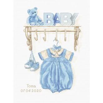 Baby Boy Birth geboortetegel borduurpakket 24.5x16.5cm van STITCHCOMPANY ls-b1174