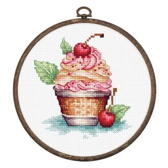 Cherry ice cream kruissteek borduurpakket van STITCHCOMPANY ls-bc104