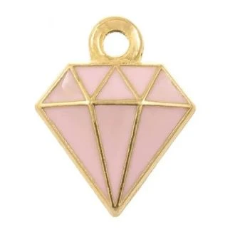 Enamel Diamant bedel 15x11x2.5mm roze DB M021