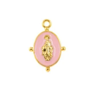 Enamel Maria bedel 19x13mm roze DB M084