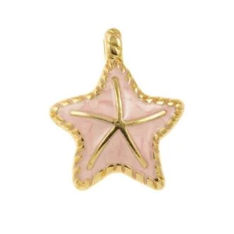 Enamel Zeester hanger 26.5x22mm lichtroze DB M087