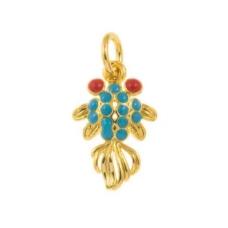 Enamel Goudvis bedel hanger 17x11mm sky blue DB M088