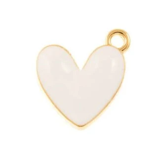 Enamel Hartje bedel 17x3.5mm wit DB M097