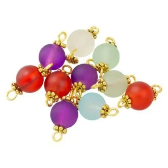 Tussenstuk Glas Frosted 17x8mm Gekleurde mix Goud 10 Stuks DB M2208