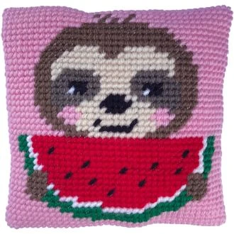 Sloth Munch kussen voorbedrukt borduurpakket nw-lh03-004 STITCHCOMPANY