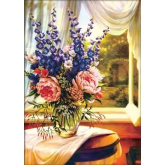 Floral Vase by the window kruissteek borduurpakket 59x83cm van STITCHCOMPANY NW-NC750-019