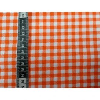 Oranje ruitjes stof 6mm 100% katoen 150cm breed