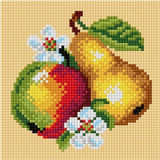 Peer en appel kruissteek borduren bedrukt gobelin 15x15cm van ORCHIDEA 089.2887D