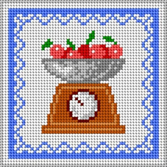 Weegschaal kruissteek borduren bedrukt gobelin 15x15cm van ORCHIDEA 089.1602D