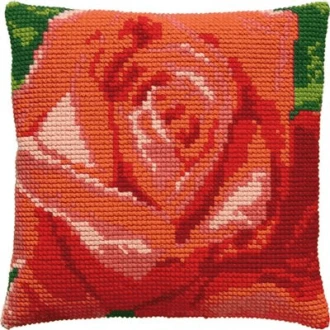 Roos kruissteek borduurpakket kussen 40x40cm van PAKO 076.003205