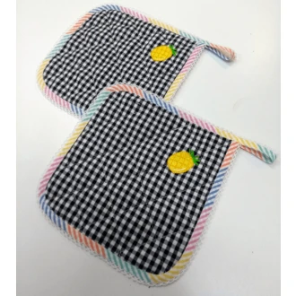 Pannenlappen geruit met ananas 20x20cm 