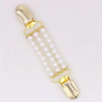 Parel kralen clip voor vest goud 134x23mm