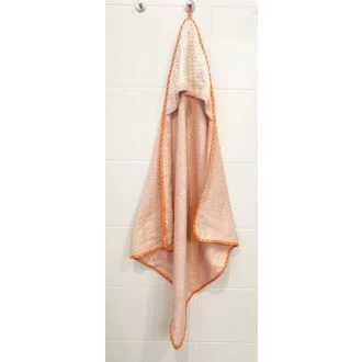 Badcape 80 x 80 cm perzikkleurig met print van N'STUDIO