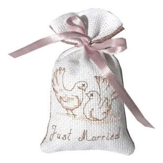 Kruidenzakje borduurpakket Just married doves STITCHCOMPANY ls-pm1211
