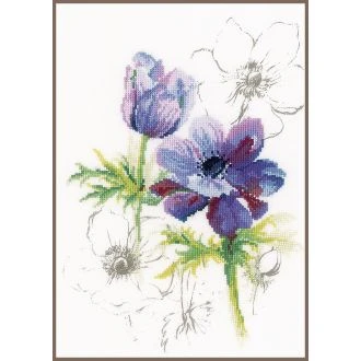 Blauwe anemonen borduurpakket van LANARTE  PN-0008028