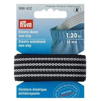 Elastische tailleband antislip 25mm zwart PRYM-k 996402