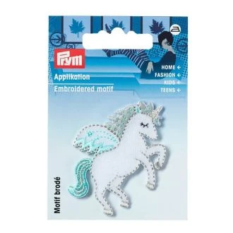 Eenhoorn wit-mint 43x54mm applicatie PRYM-l 923214