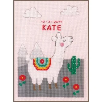 Leuke Lama geboortetegel borduurpakket VERVACO pn-0178408