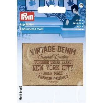 VINTAGE DENIM NYC zand 48x70mm imitatiesuède applicatie PRYM-n 922002