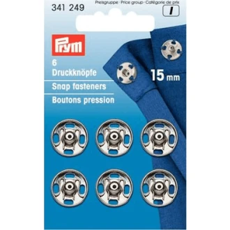 Drukknopen 15mm zilver van PRYM 022.341249