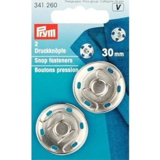 Drukknopen 30mm zilver van PRYM 022.341260