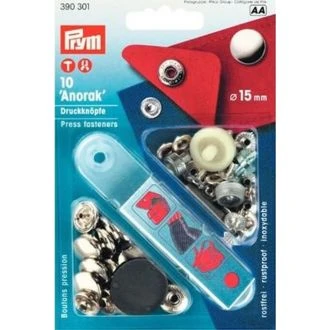 Drukknopen 15mm zilverkleurig van PRYM 022.390301