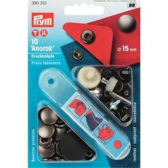 Drukknopen 15mm donkergrijs van PRYM 022.390310