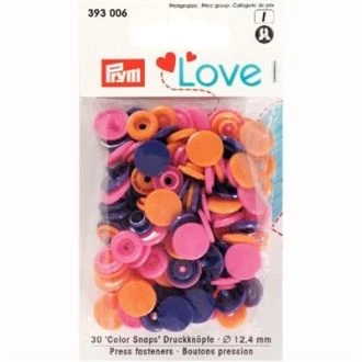 Colorsnaps drukknopen 12,4mm roze paars oranje van PRYM LOVE 022.393006