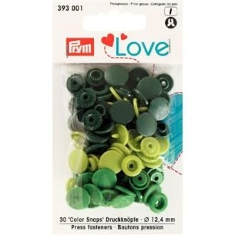 Colorsnaps drukknopen 12,4mm groentinten van PRYM LOVE 022.393001