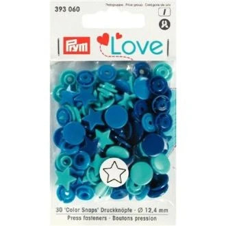 Colorsnaps drukknopen 12,4mm STERREN blauw turquoise van PRYM LOVE 022.393060