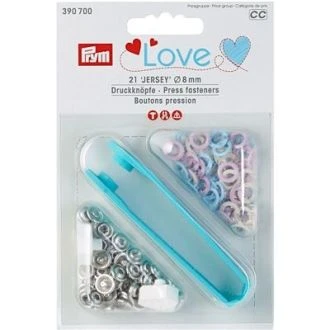 Drukknopen jersey 8mm roze blauw van PRYM LOVE 022.390700