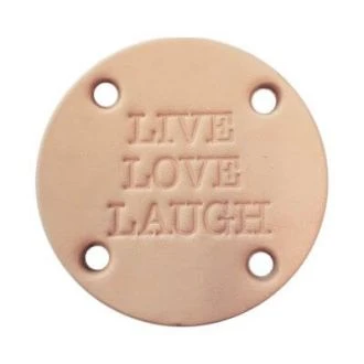 Grote ronde leren label Live Love Laugh 45mm van RESTYLE 013.10191