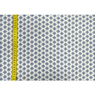 Blauw witte geometrische stof 100% katoen 150cm breed van RESTYLE