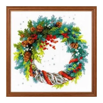 WREATH WITH BLUE SPRUCE borduurpakket STITCHCOMPANY ri-1603