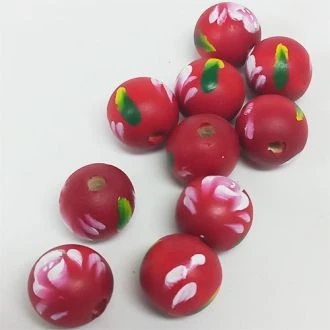 Bewerkte houten kraal rood 20mm 19-C003