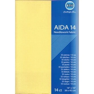 Borduurstof aida 14 count geel 39x45cm STITCHCOMPANY rto-a14-002