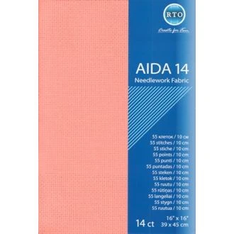 Borduurstof aida 14 count pink salmon 39x45cm STITCHCOMPANY rto-a14-414