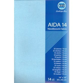 Borduurstof aida 14 count blauw 39x45cm STITCHCOMPANY rto-a14-503