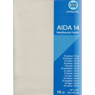 Borduurstof aida 14 count grijs 39x45cm STITCHCOMPANY rto-a14-713
