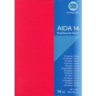 Borduurstof aida 14 count rood 39x45cm STITCHCOMPANY rto-a14-954