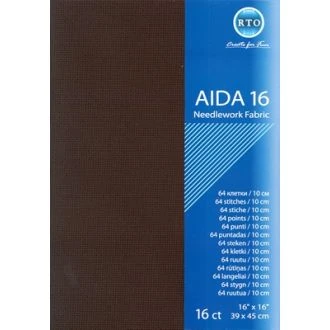 Borduurstof aida 16 count zwart 39x45cm STITCHCOMPANY rto-a16-095