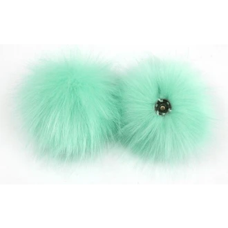 Mint bonten pompon ca. 15cm met drukknoop