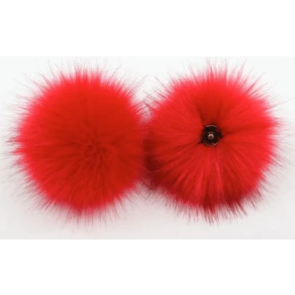Rode bonten pompon ca. 15cm met drukknoop