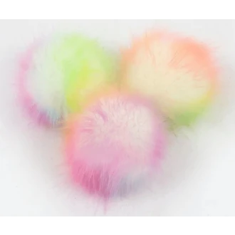 Multikleur bonten pompon ca. 15cm met drukknoop