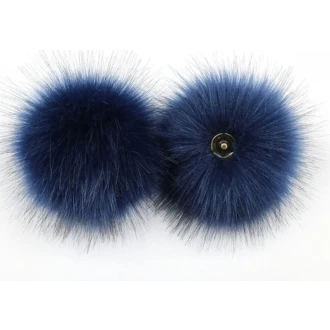 Navy blue bonten pompon ca. 15cm met drukknoop