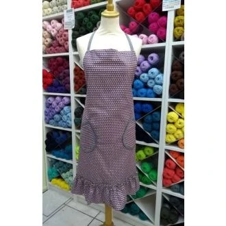 Schort met paarse bloemenmotief met randje van NSTUDIO