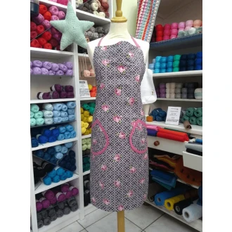 Keukenschort met paars rozenmotief 90cm lang