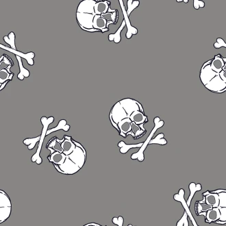 Popeline bedrukt met doodshoofden grijs NOOTEBOOM 15575/008