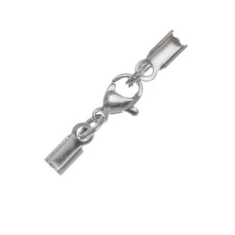 Stainless Steel Karabijnsluiting met Veterklemmen (voor 2 mm leer) Antiek Zilver (3 Stuks) van DB Y2299